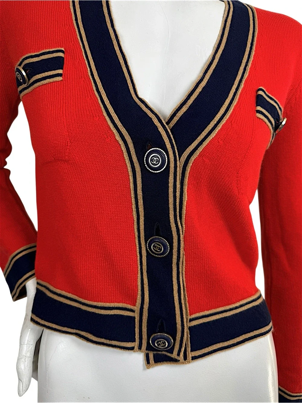 Chanel 20C Resort 2020 Red Cashmere CC Cardigan FR34 Runway Reference